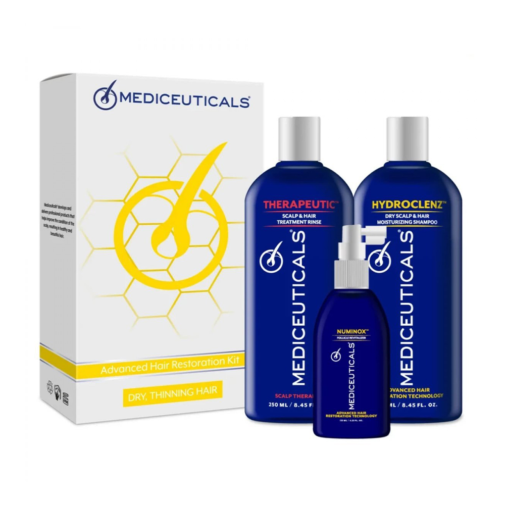 Чоловічий набір для сухого волосся Mediceuticals Advanced Hair Restoration Kit (шампунь, 250 мл + кондиціонер, 250 мл + сироватка, 125 мл)